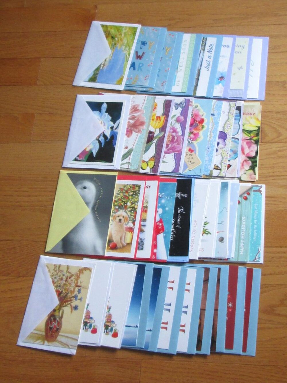 New 40 various greeting cards with envelopes for Christmas, Birthdays